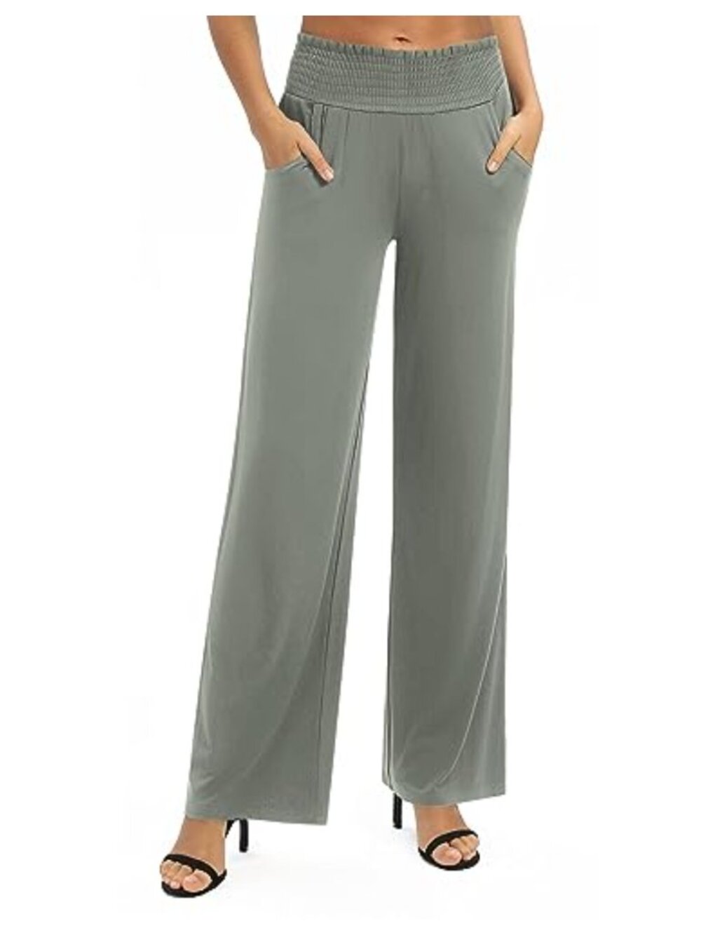 High Waist Wide Leg Palazzo Lounge Pants Stretch Casual